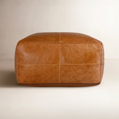 Cutler 24" Genuine Leather Pouffe