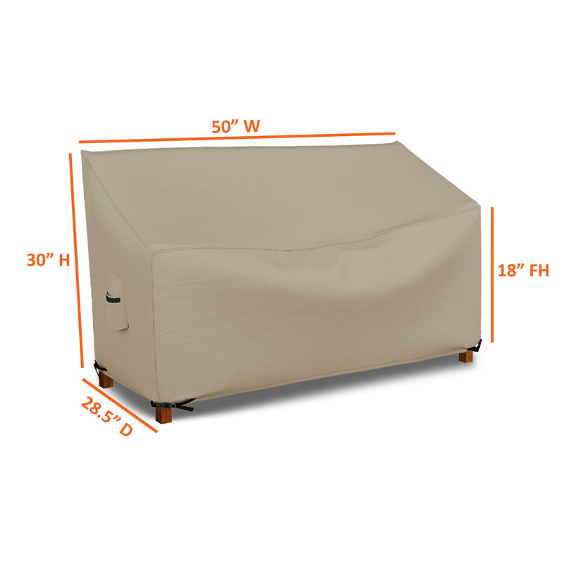 HeavyDuty Multipurpose Waterproof Outdoor Bench Cover, Patio Lounge 3-Seat Deep Bench Cover, 28.5" H x 50" W x 30" D, Beige