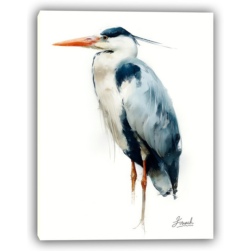 Elegant Heron Study Wrapped Canvas Wall Art