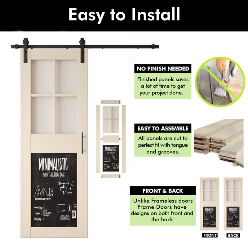 Portes de grange non assemblées et finies de style tableau noir 36 po x 84 po Homacer Tinsmith, 36 po x 84 po