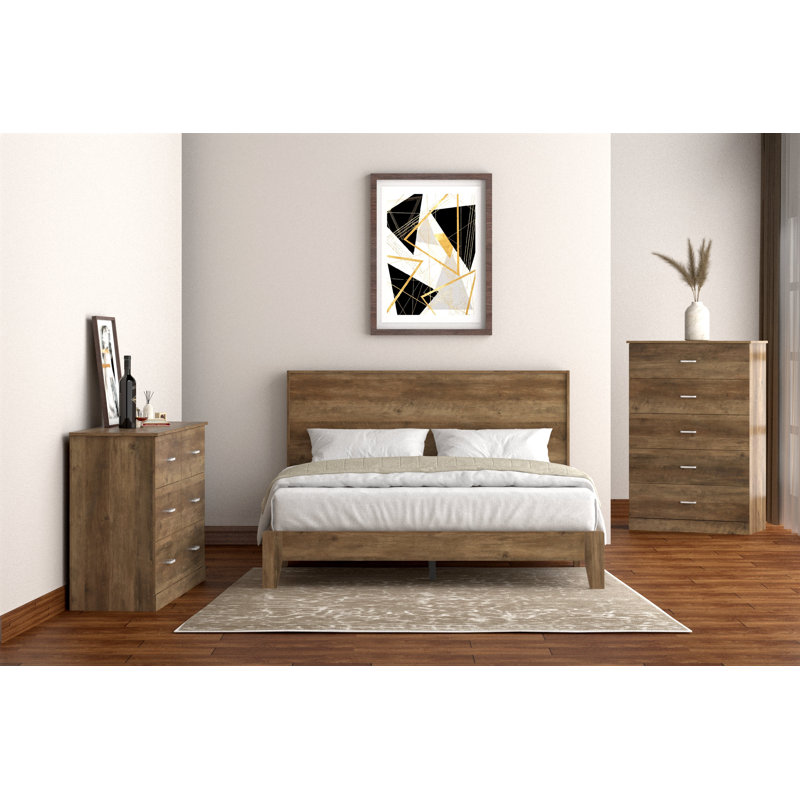 Roelke 3 Piece Bedroom Set, Knotty Oak, King