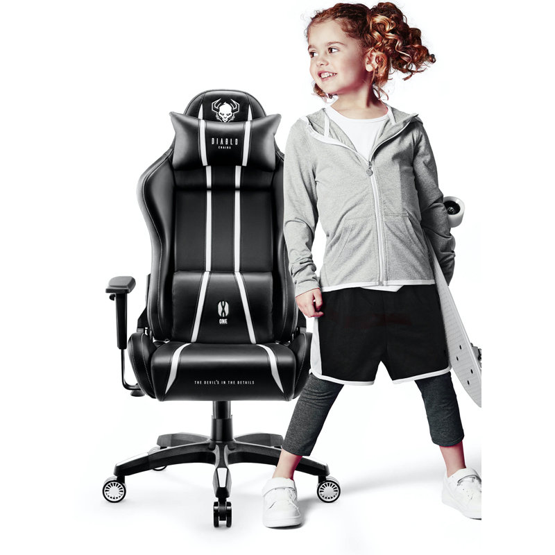 DIABLO CHAIRS Black/White Executive Chair with Wheels