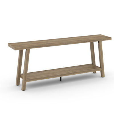 70''Extra Long Console Table for Living Room - Modern Black 2-Tier Entryway or Couch Table - Rectangular Accent Furniture -Natural Pear