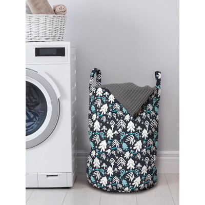 East Urban Home Christmas Laundry Bag, Snowflakes and Trees, 13"" x 19"", Pale Blue Dark Blue -  8543D16275974A71AE507F6B9AA55E0C