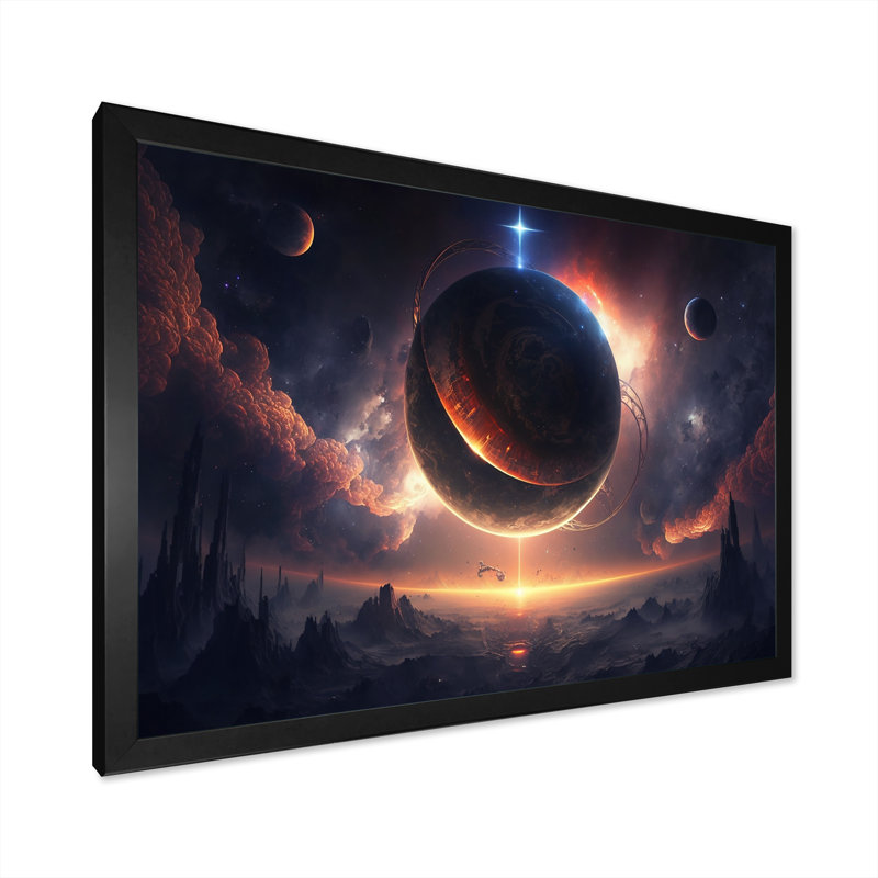 " Deep Planet Eclipse I ", Black Picture Framed, 12" H x 20" W x 1" D