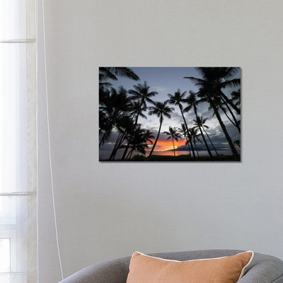 Silhouette of Palm Trees At Dusk, Lahaina, Maui, Hawaii, USA 1 Piece Wrapped Canvas Wall Art