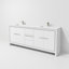 Ensemble de meuble-lavabo double 80 po X P 20 po D, plateau en quartz blanc et robinet en or rose-117980317-117980318