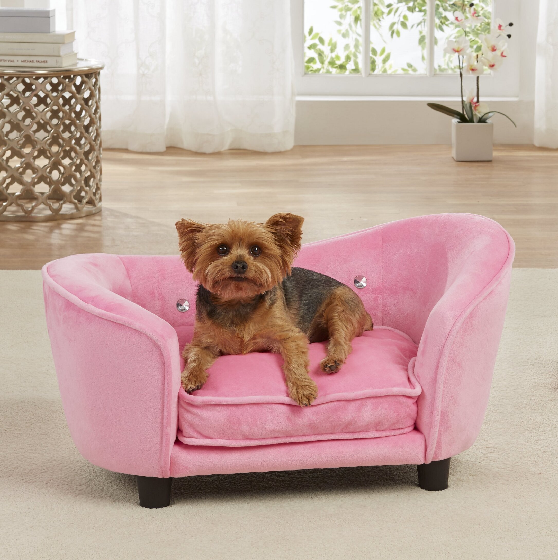 Pink dog sales sofa bed