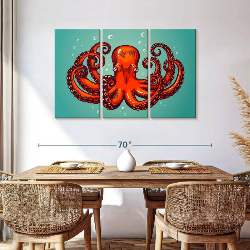 Mighty Red Octopus, 36" H x 57" W