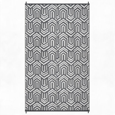 Tapis de patio réversible pour l'extérieur, paille en plastique tissé imperméable, résistant aux rayons UV et facile à nettoyer pour le balcon, le balcon et la véranda - gris