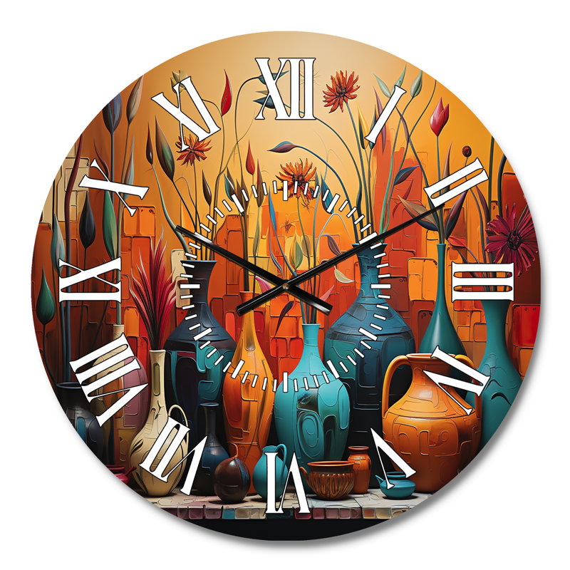 Horloge murale orange Boho Pottery Expressions I - Boho Pottery, Médium