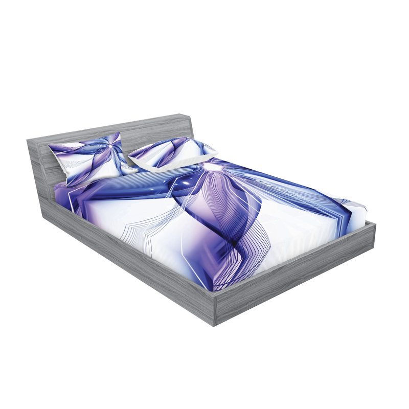 Drap-housse et coussin décoratif Ambesonne, mauve, blanc et bleu, Ensemble de draps pour très grand lit californien