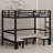 Metal Bunk Bed, Lower Bunk Can Be Pulled Out In Three Sections, Top Bunk Equipped With Safety Rails