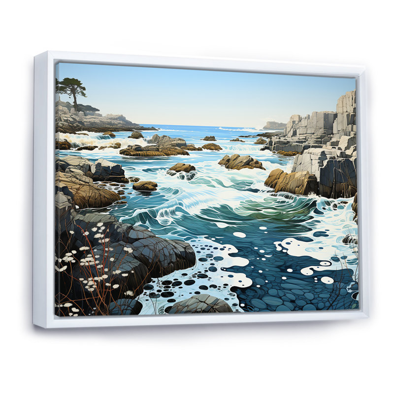 Paysage de plage sauvage IV sur toile, H 30 po x l 40 po x P 1,5 po, Cadre flottant blanc