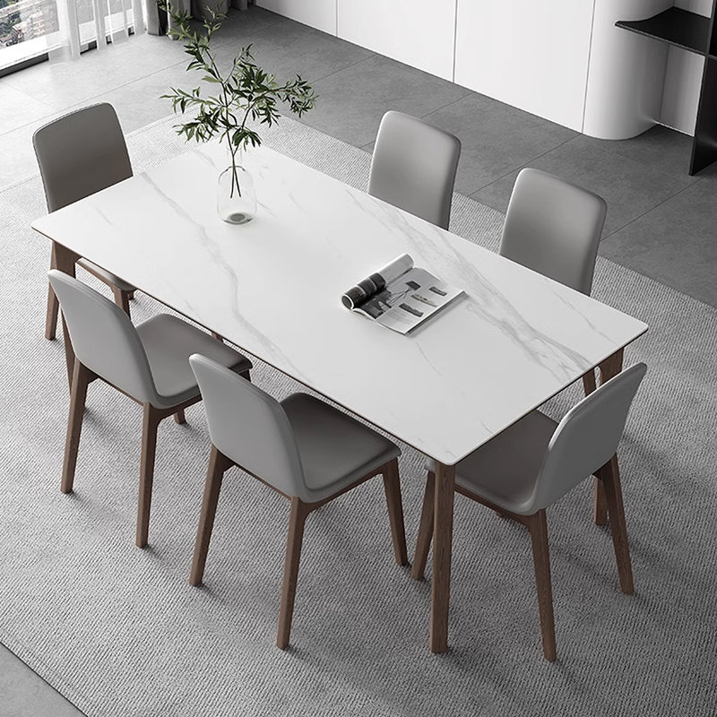 Table de salle à manger rectangulaire en pierre frittée, H 29,53 po x L 55,12 po x l 31,5 po