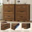 Ensemble de 2 tables de chevet avec poignées en métal, rangement de chevet rustique à 3 tiroirs de 23,6 po pour la chambre à coucher-1462005441