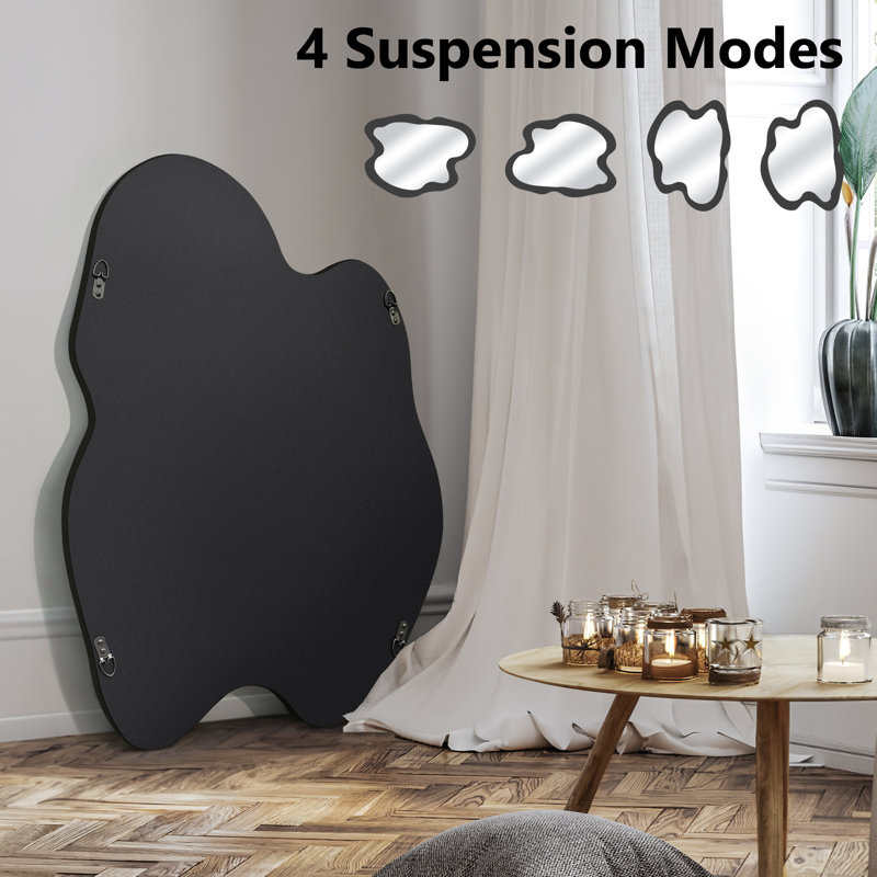 Miroir mural en bois massif, 36 po x 28 po, Beige