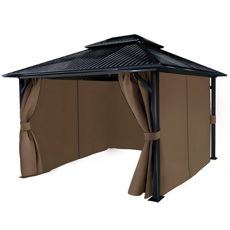 Gazebo Replacement Privacy Curtain, 4m x 3m, Brown