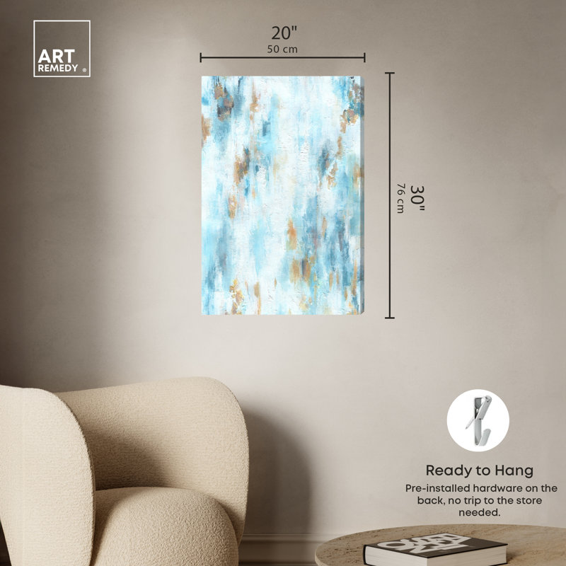 Textured Shades Blue and Brown Abstract Canvas Wall Art, 20" x 30"