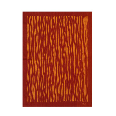 Tapis rouge moderne en laine tissé à plat Ahtsham