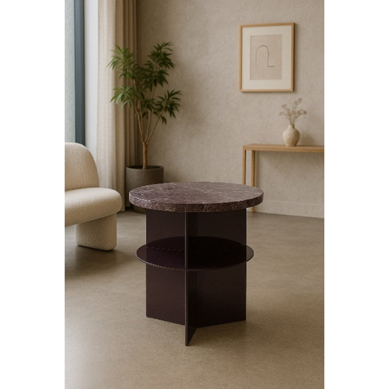 Table d'appoint ronde avec plateau en pierre