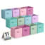 Sorbus 11-inch Storage Bins - Collapsible Fabric Storage Cubes with Handles, 12 Pack - Pastel Combo-1531593402-1531593403