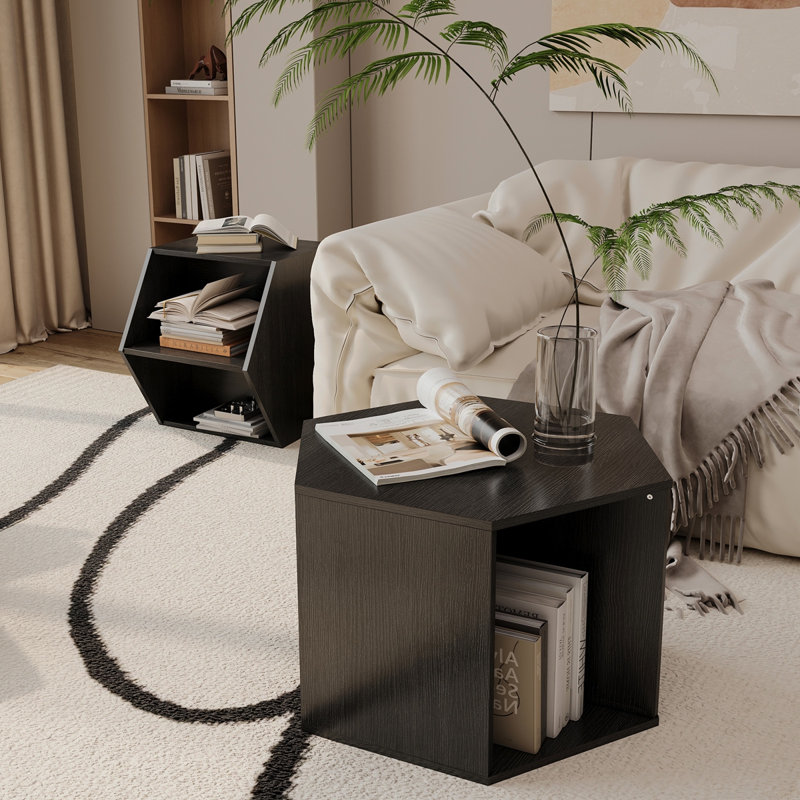 Table d'appoint 47,24 po Hexagonal, Brun-noir