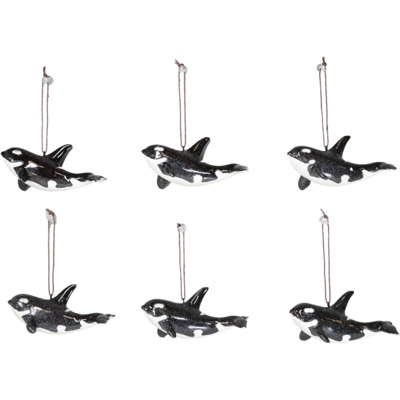 Ensemble de 6 ornements d'arbre de baleines orques et nautiques