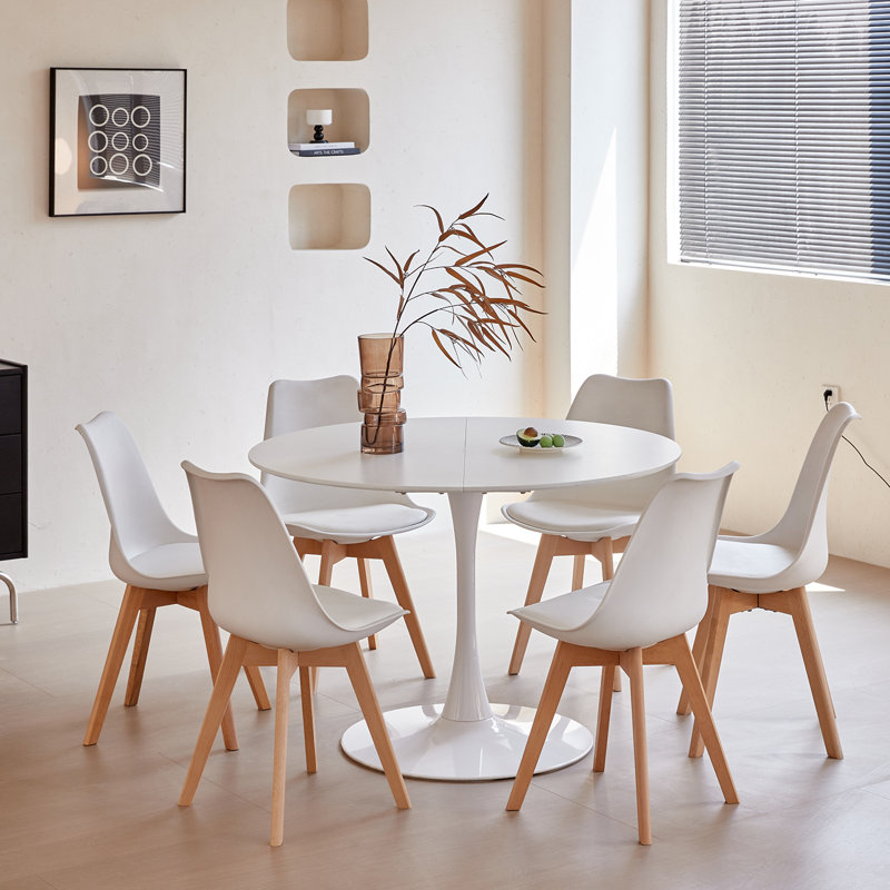 Metal Base Dining Table, White