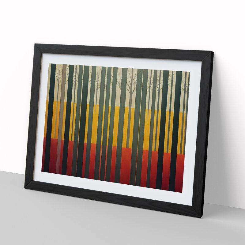 XH1022-10132X Wholesome Abstract Forest - Single Picture Frame Print, 46cm H x 64cm W x 2cm D, Black Framed