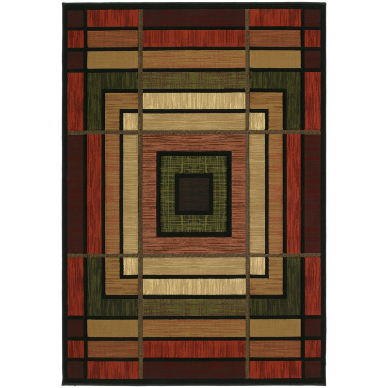 Tapis multicolore à motif géométrique terre cuite Carletta, Tapis de couloir 2 pi 7 po x 7 pi 6 po