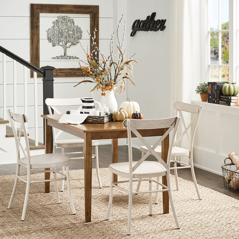 Aliha 4-Person Dining Set with Rectangular Table, Antique White