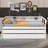 Twin XL Wooden Daybed With Two Trundles, Three Storage &  Light-1032927818