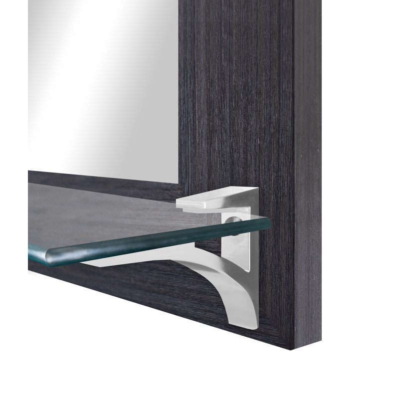Kridia Flat Wall Mirror, Vertical, Dark Brown/Brushed Silver , 25.5" H x 21.5" W