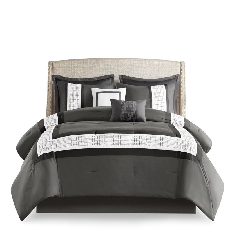 Édredon pour grand lit 8 pièces Hotel Style - gris foncé