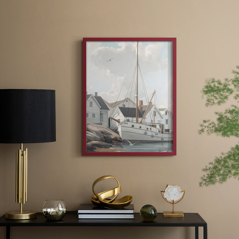 Fisherman's Way III, reproduction encadrée - bois massif, H 21 po x l 17 po, Rouge