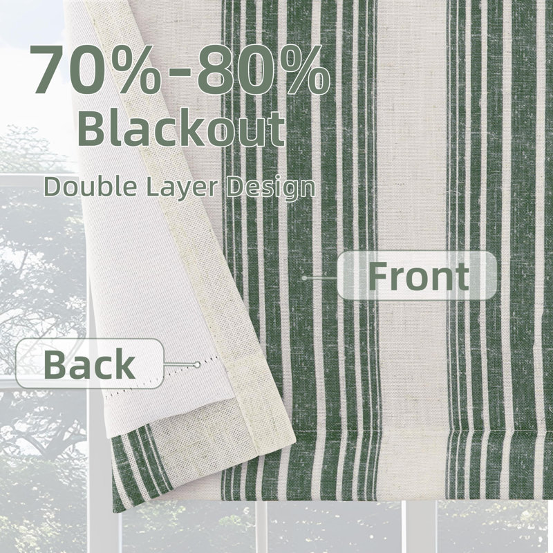 Akhill Striped Tailored Window Valance, 52" W x 18" L, Loden Green