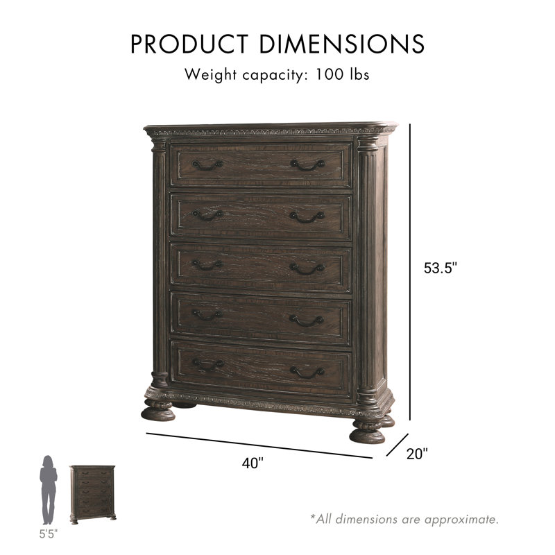 Commode 5 tiroirs Jadaya, Ton naturel rustique