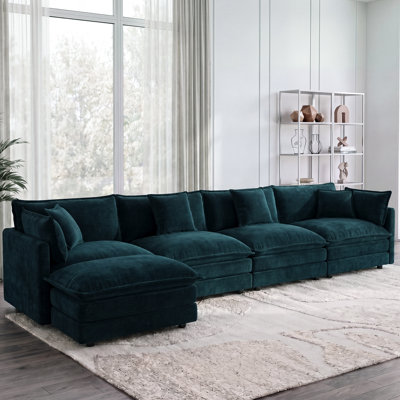 U-shaped Modular Sectional Sofa, 4-seater Convertible Chenille Couch With Ottoman For Living Room
