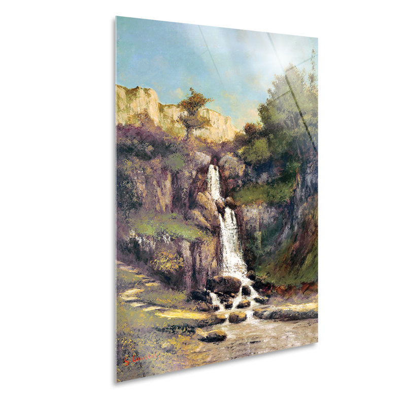 The Waterfall by Gustave Courbet - No Frame Print, Plastic/Acrylic, 100cm H x 70cm W