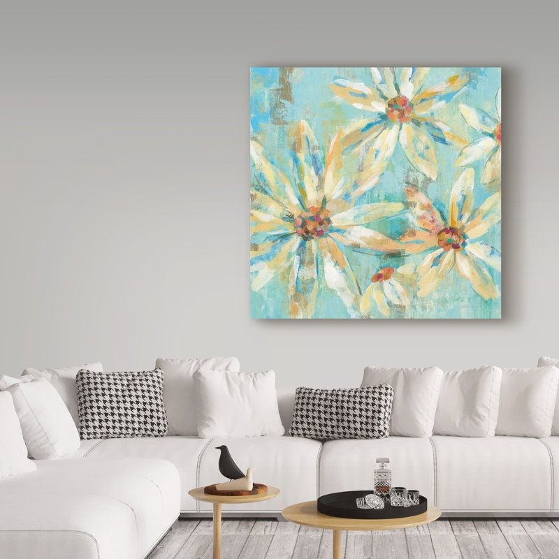 Louane «Fjord Floral I», reproduction de peinture à l'acrylique sur toile tendue, H 14 po x l 14 po x P 2 po