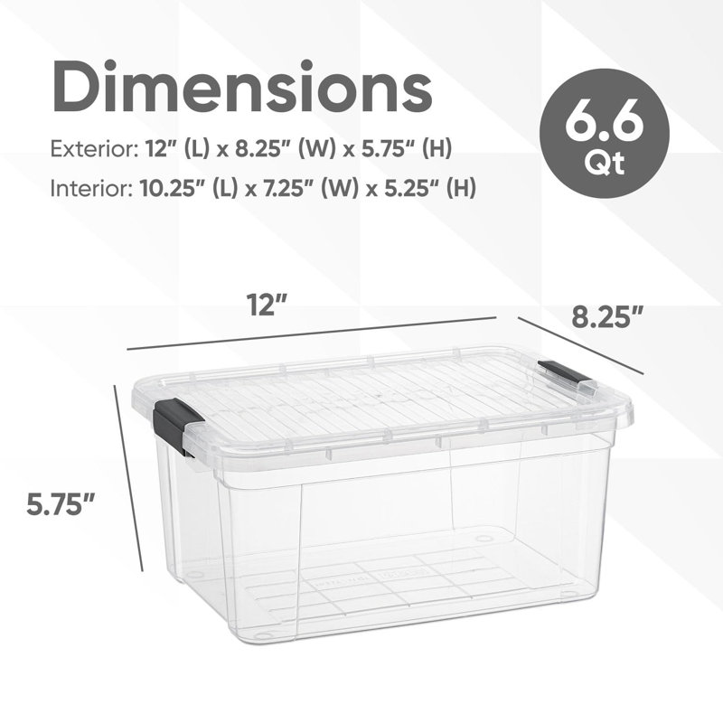  Small Clear Storage Box with Lid, 6.6 Quart Plastic Container Bins for Organizing, Stackable Crates, BPA Free, Non Toxic, Odor Free, Organizers for Home, Office, School, and Dorm, 36 Pack