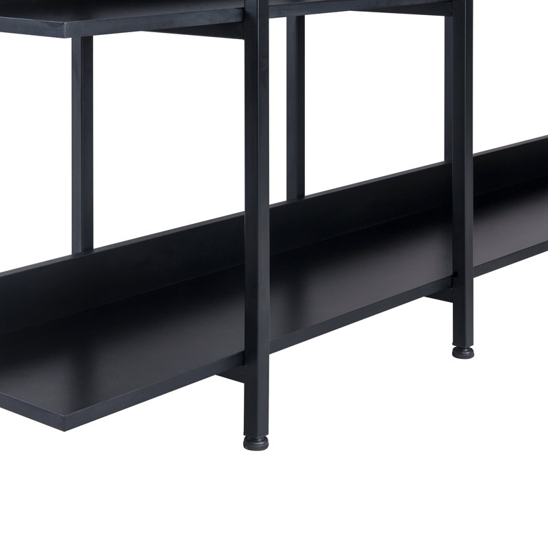 5 Tier Bookcase Home Office Open Bookshelf, Vintage Industrial Style Shelf With Metal Frame, MDF Board, Black