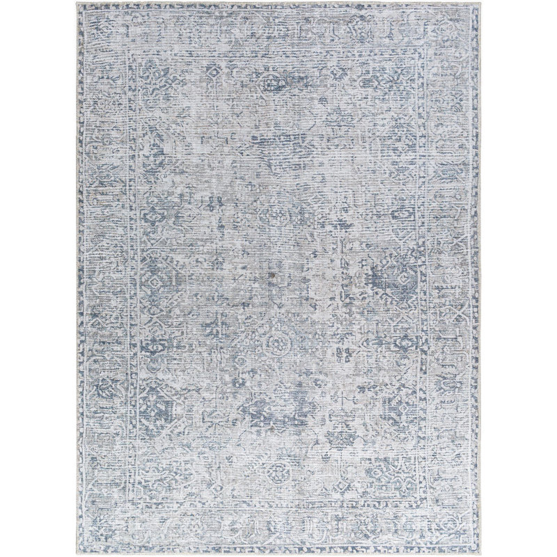 Pom Denim/Light Slate Area Rug, Rectangle 6'7" x 9'