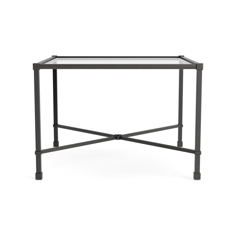 Venetian Outdoor Square Side Table, Textured Pewter