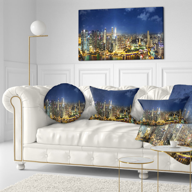 Coussin de cityscape panorama skyscrapers singapour, 12 po x 20 po, Coussin lombaire