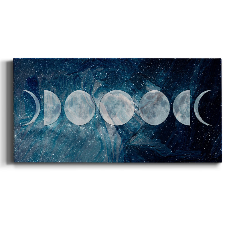 Phases de lune - reproduction sur toile tendue, H 16 po x l 8 po x P 1 po