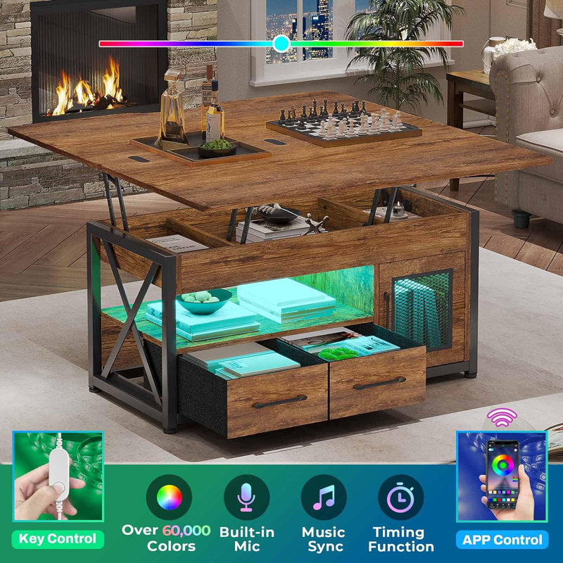 Soukaina Coffee Table Lift Top, Brown