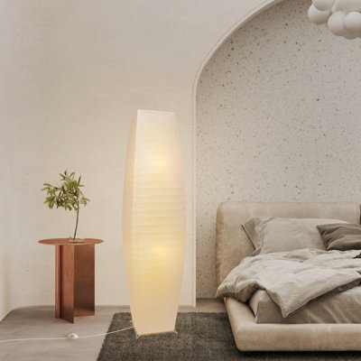 Paper art floor lamp, Japanese style floor lamp, rice paper lampshade, warm and simple style, corner paper lantern, suitable for bedroom, office and living room - beige