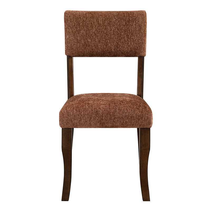 Chaises d'appoint de salle à manger rembourrées modernes en chenille rouille, de 2, couleur brune, structure contemporaine 2 pour la salle à manger, finition bois